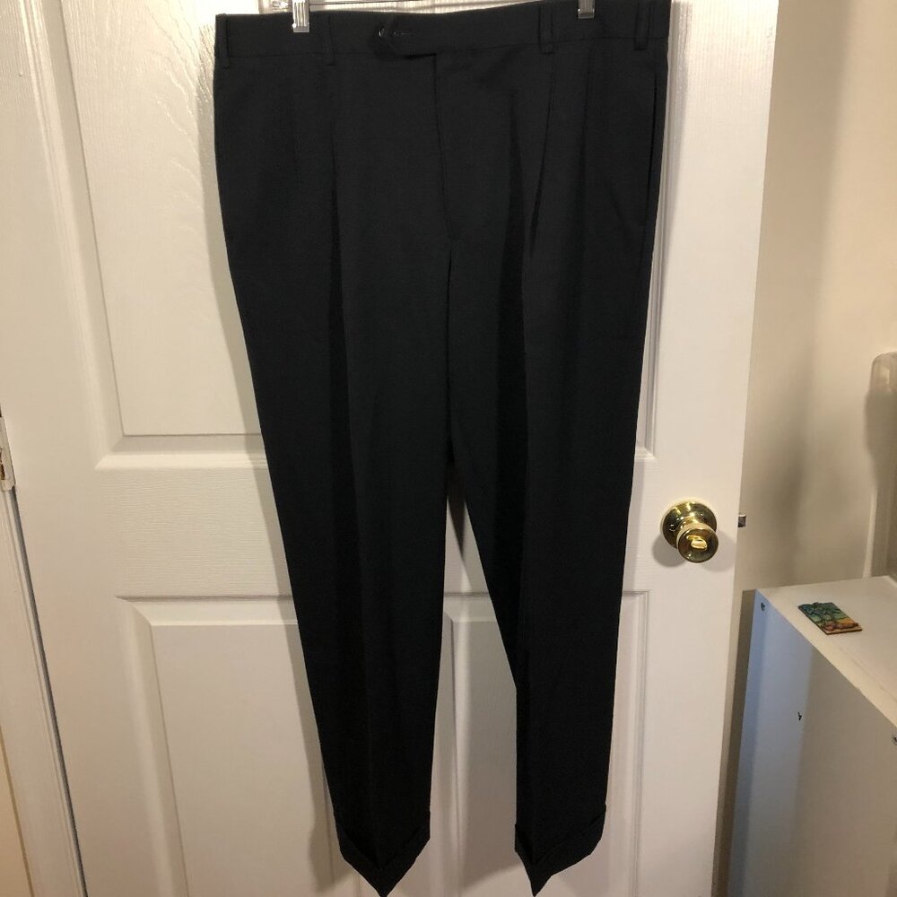 Brooks Brothers men black wool dressy pants, cuffed, 37x30